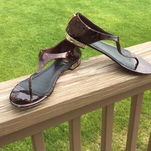 VC Signature tortoise sandals, rhinestone heels and gold hardware
